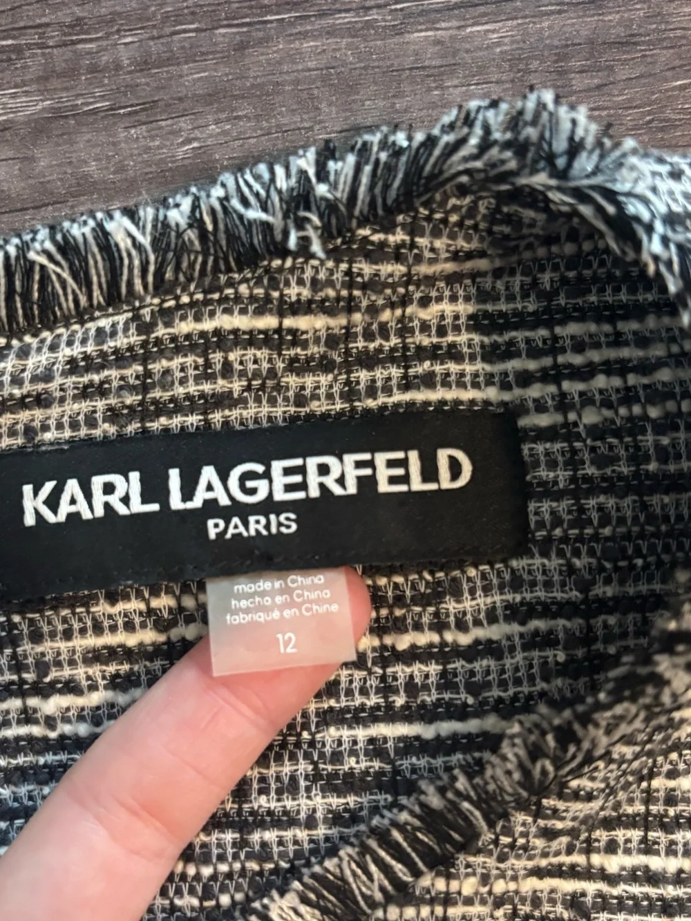 Karl Lagerfeld Paris Black White Tweed Shift Dress Size 12